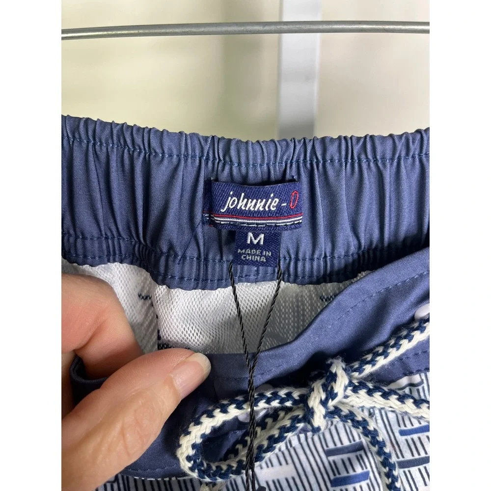 Johnnie-O M Twilight Milo Swim Trunks Blue Geometric Board Shorts Preppy Resort